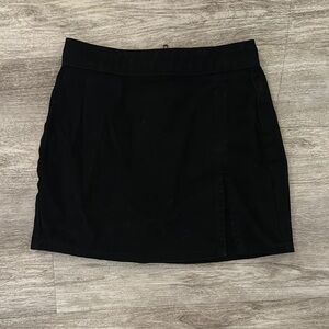 Black Side Slit Mini Skirt